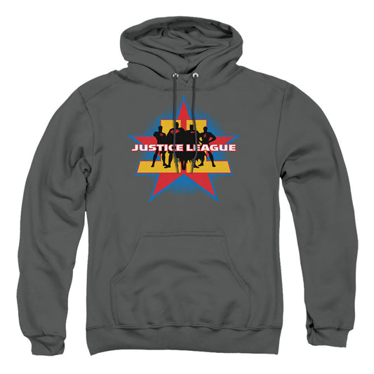 Justice League Of America Stand Tall Mens Hoodie Charcoal Officially Licensed