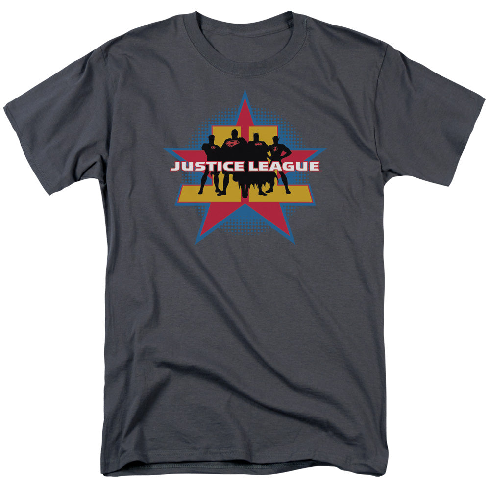 Justice League Stand Tall Mens T Shirt Charcoal