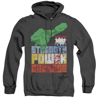 Justice League Of America Heroic Qualities Mens Heather Hoodie Black Officially Licensed