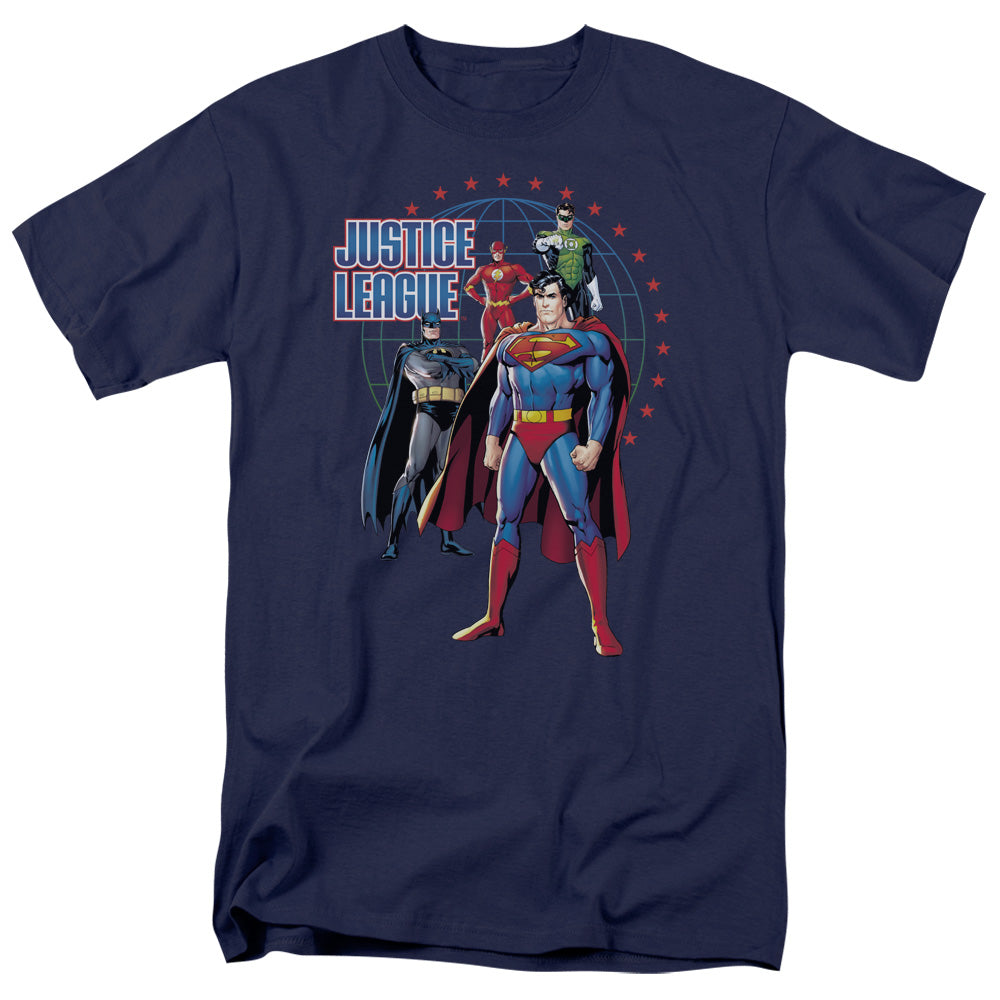 Justice League Protectors Mens T Shirt Navy Blue