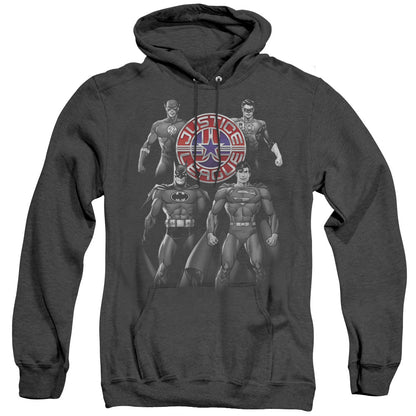 Justice League Of America Shades Of Gray Mens Heather Hoodie Black Officially Licensed