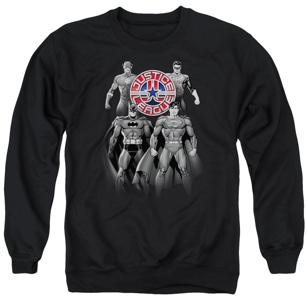 Justice League Shades of Gray Mens Crewneck Sweatshirt Black