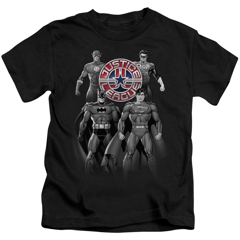Justice League Shades of Gray Juvenile Kids Youth T Shirt Black 