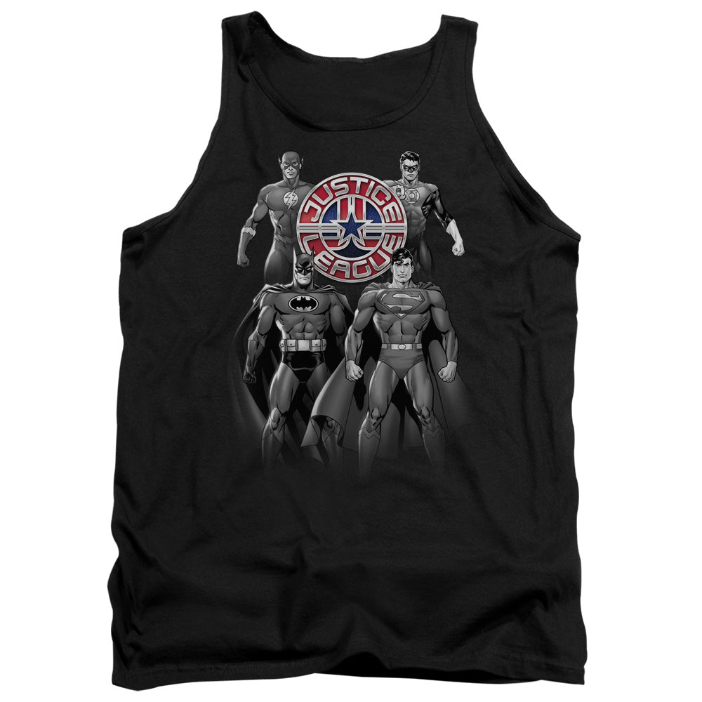 Justice League Shades of Gray Mens Tank Top Shirt Black