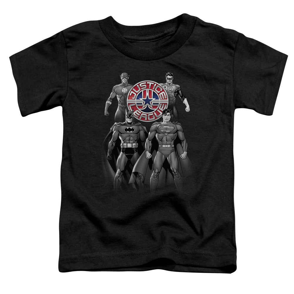 Justice League Shades of Gray Toddler Kids Youth T Shirt Black