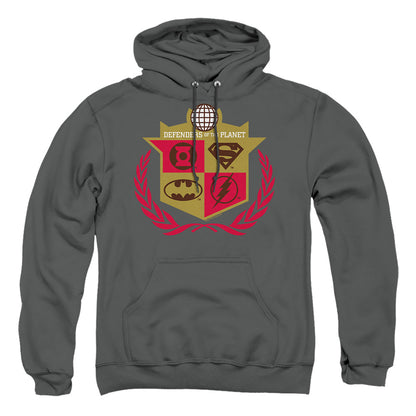 Justice League Of America Defenders Mens Hoodie Charcoal Officially Licensed