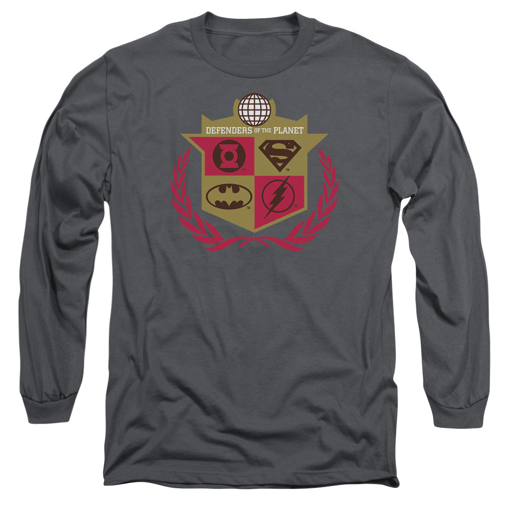Justice League Defenders Mens Long Sleeve Shirt Charcoal