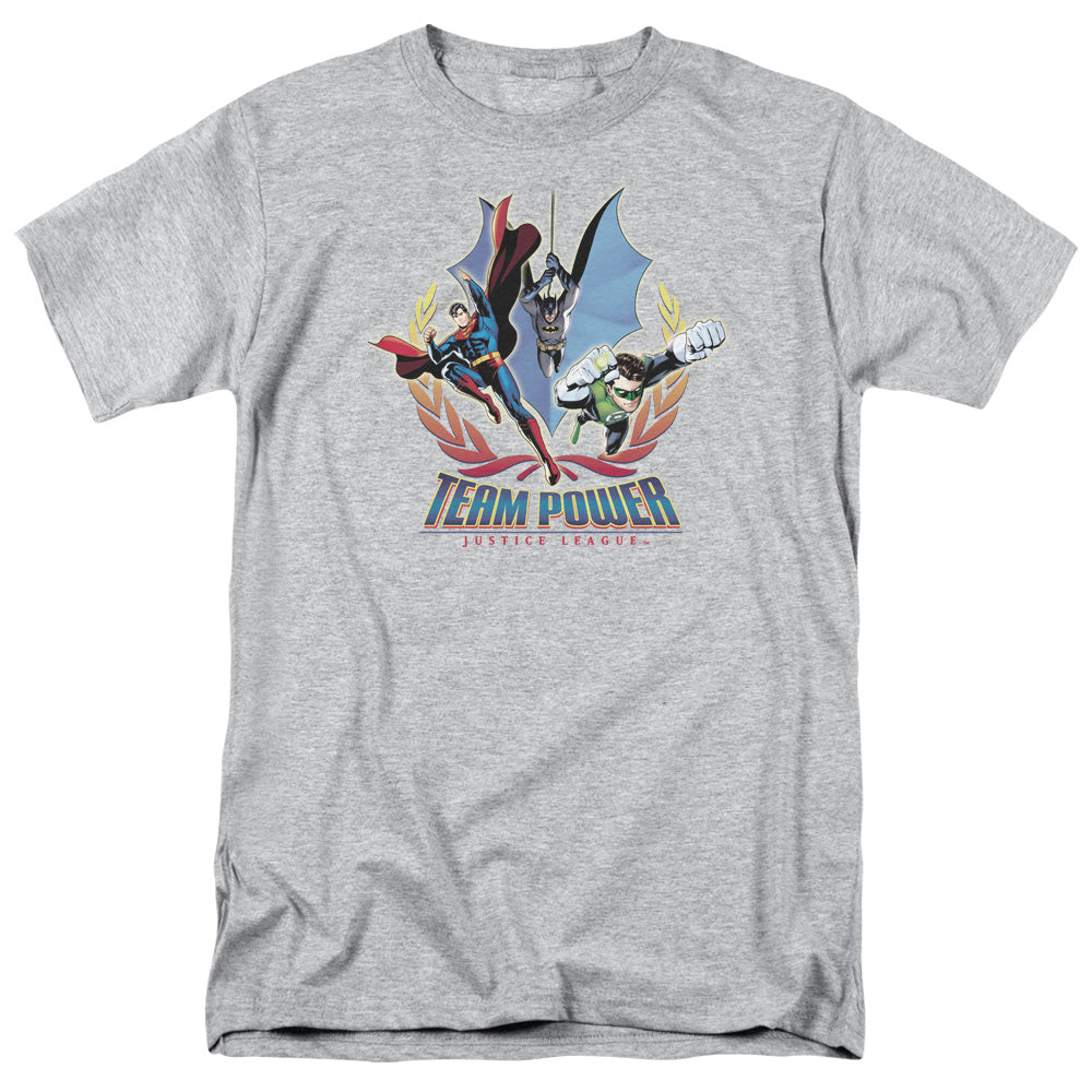 Justice League Team Power Mens T Shirt Athletic Heather