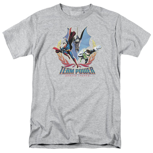 Justice League Team Power Mens T Shirt Athletic Heather