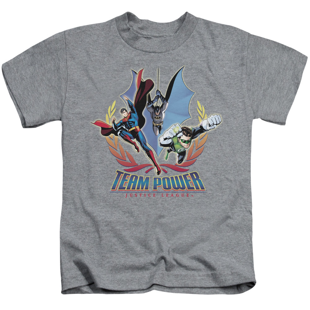 Justice League Team Power Juvenile Kids Youth T Shirt Athletic Heather 