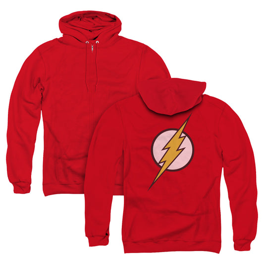 Justice League Flash Logo Back Print Zipper Mens Hoodie Red