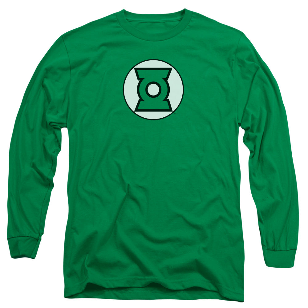 Justice League Green Lantern Logo Mens Long Sleeve Shirt Kelly Green