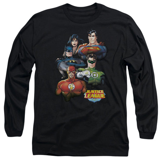 Justice League Group Portrait Mens Long Sleeve Shirt Black
