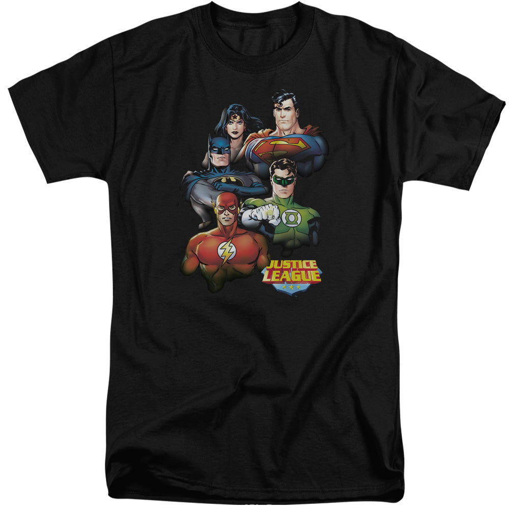 Justice League Of America Group Portrait Mens Tall T Shirt Black Officially Licensed