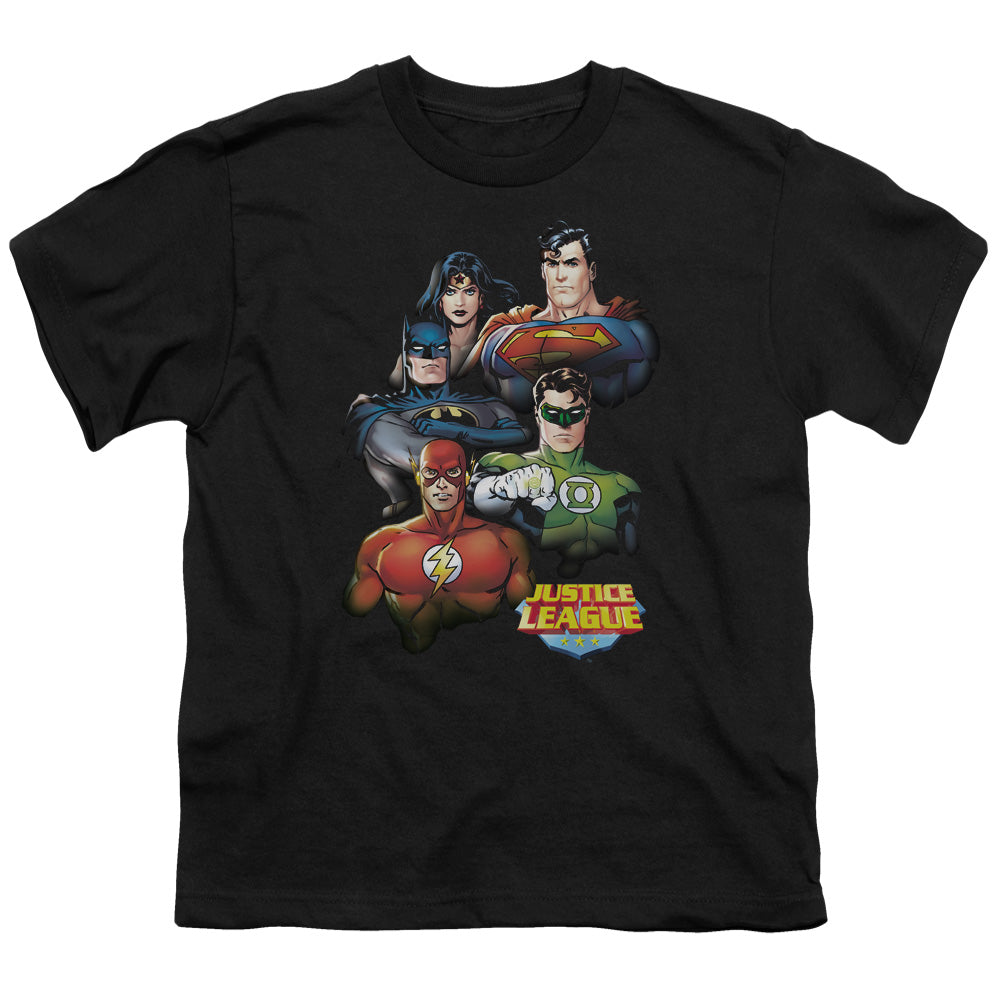 Justice League Group Portrait Kids Youth T Shirt Black