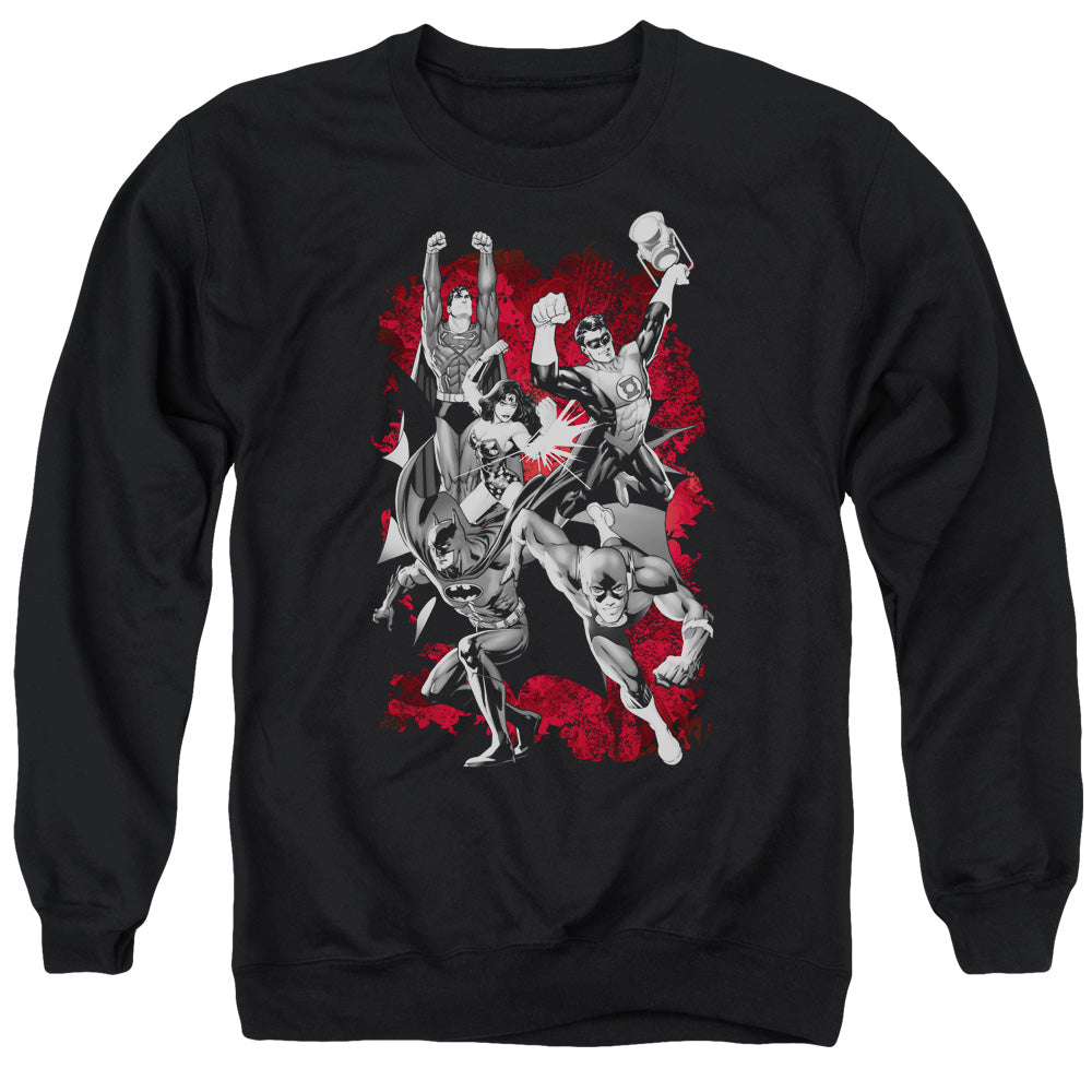 Justice League Justice League Explosion Mens Crewneck Sweatshirt Black