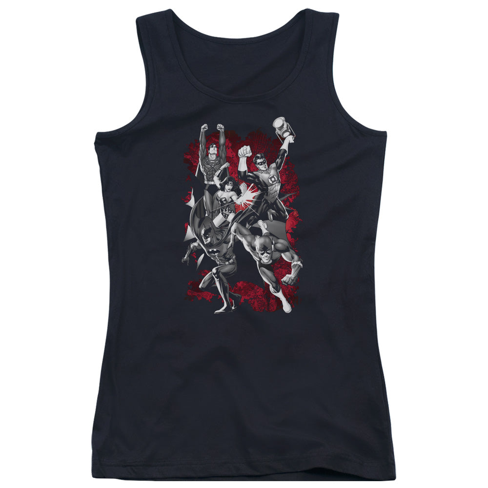 Justice League Justice League Explosion Womens Tank Top Shirt Black