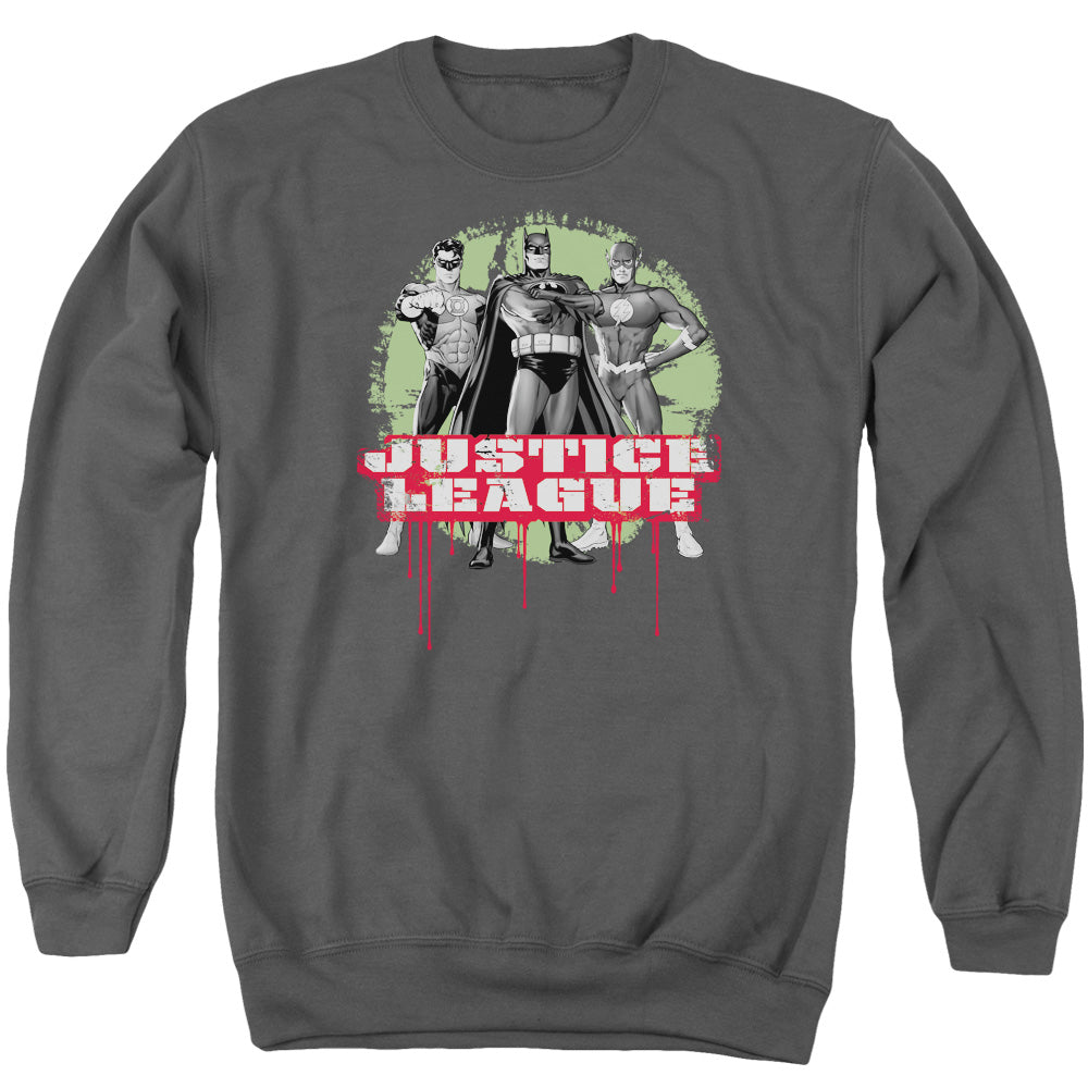 Justice League Justice League Trio Mens Crewneck Sweatshirt Charcoal