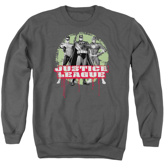 Justice League Justice League Trio Mens Crewneck Sweatshirt Charcoal