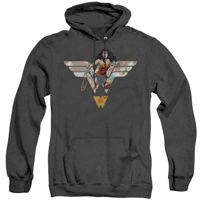 Wonder Woman Ww 80Th Collage Logo Mens Heather Hoodie Black