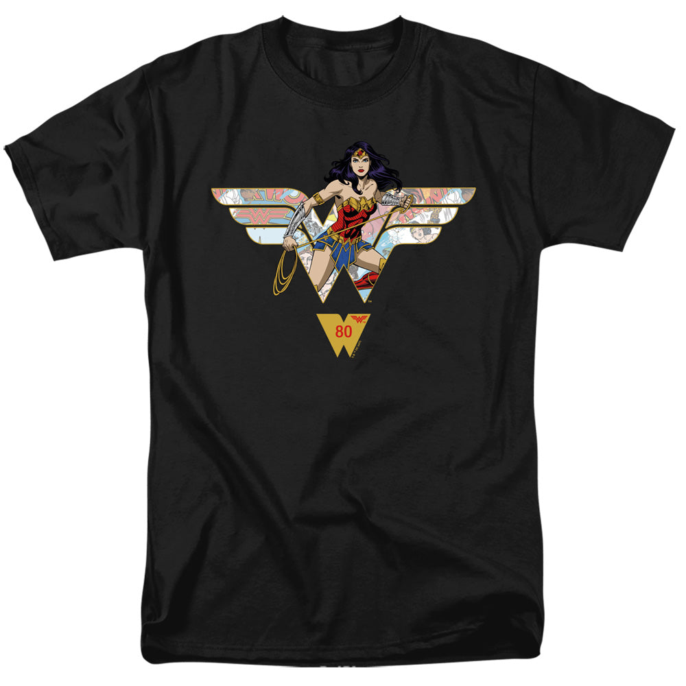 Wonder Woman Ww 80Th Collage Logo Mens T Shirt Black