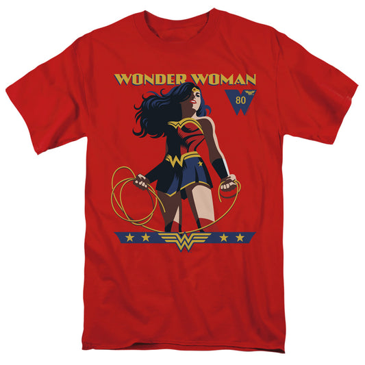 Wonder Woman Ww 80Th Stance Mens T Shirt Red