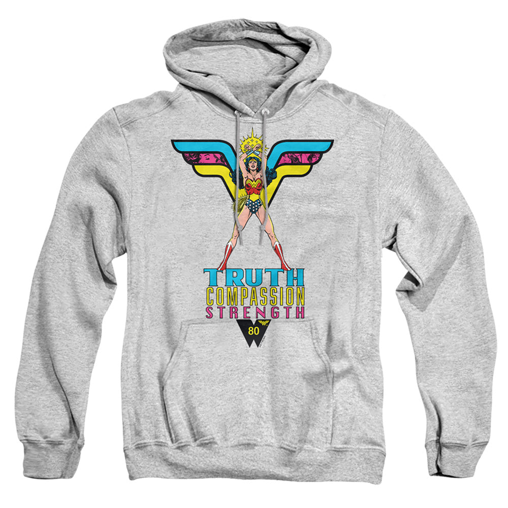 Wonder Woman Truth, Compassion, Strength Mens Hoodie Athletic Heather