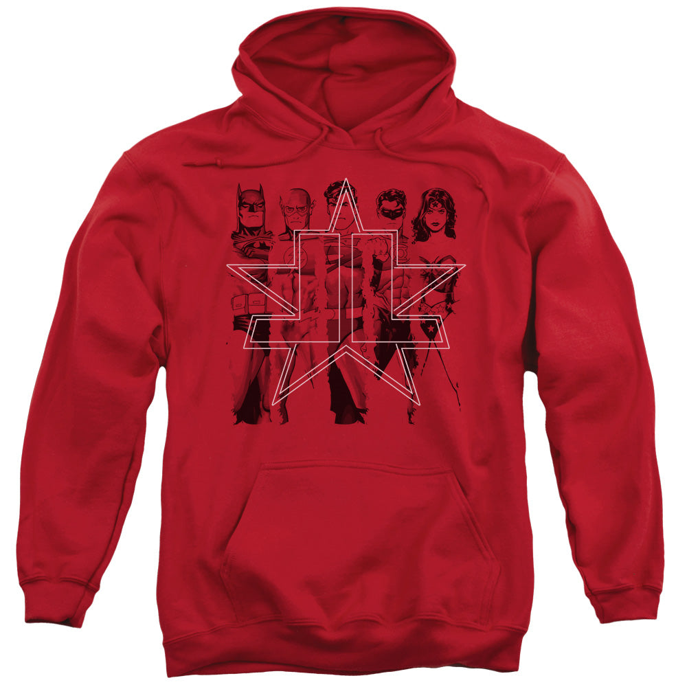 Justice League Five Stars Mens Hoodie Red