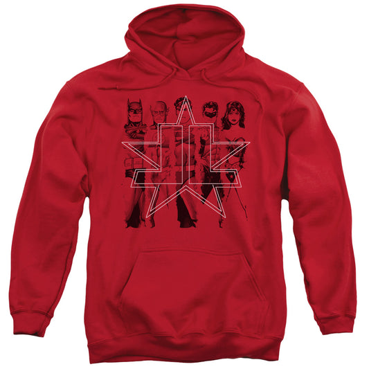 Justice League Five Stars Mens Hoodie Red