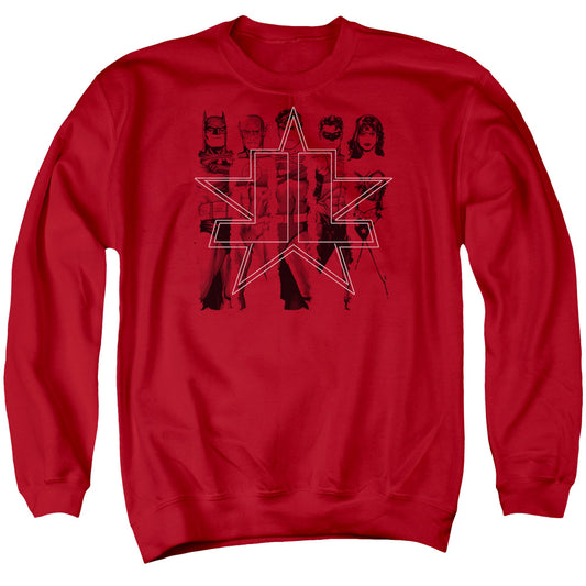 Justice League Five Stars Mens Crewneck Sweatshirt Red