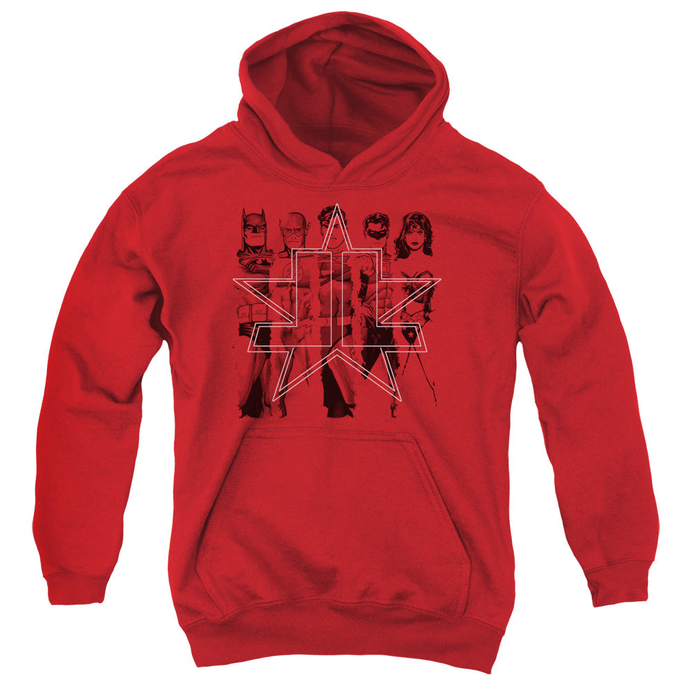 Justice League Five Stars Kids Youth Hoodie Red