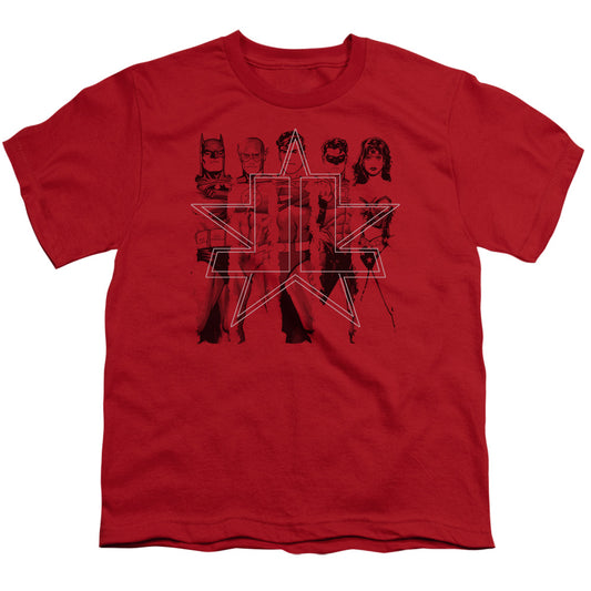 Justice League Five Stars Kids Youth T Shirt Red