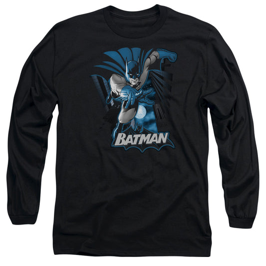 Justice League Batman Blue & Gray Mens Long Sleeve Shirt Black