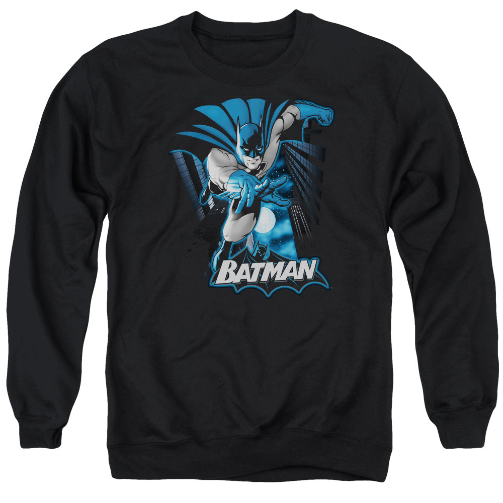 Justice League Batman Blue &amp; Gray Mens Crewneck Sweatshirt Black