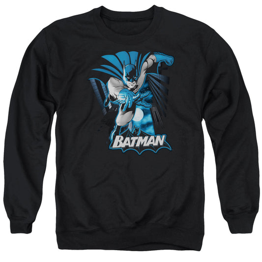 Justice League Batman Blue &amp; Gray Mens Crewneck Sweatshirt Black