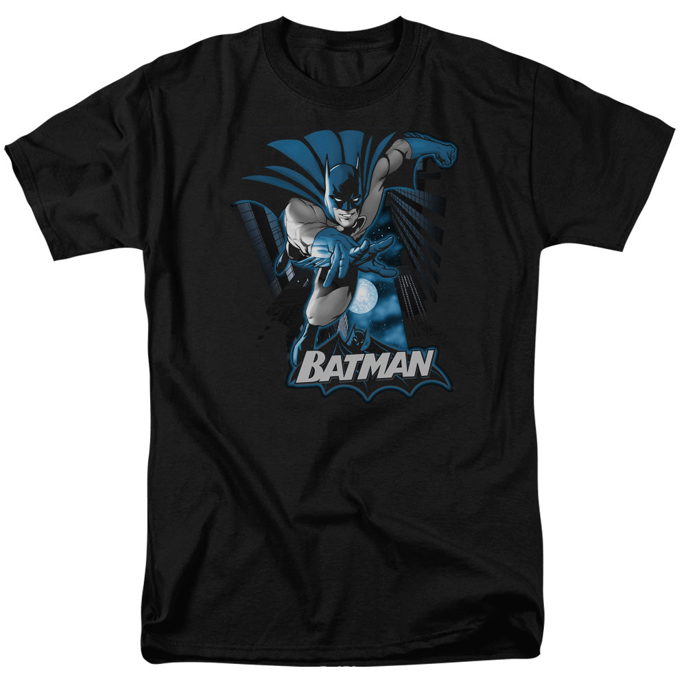 Justice League Batman Blue & Gray Mens T Shirt Black