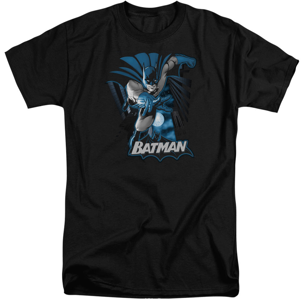 Justice League Batman Blue & Gray Mens Tall T Shirt Black