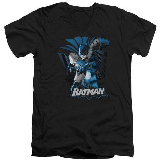 Justice League Batman Blue & Gray Mens Slim Fit V-Neck T Shirt Black