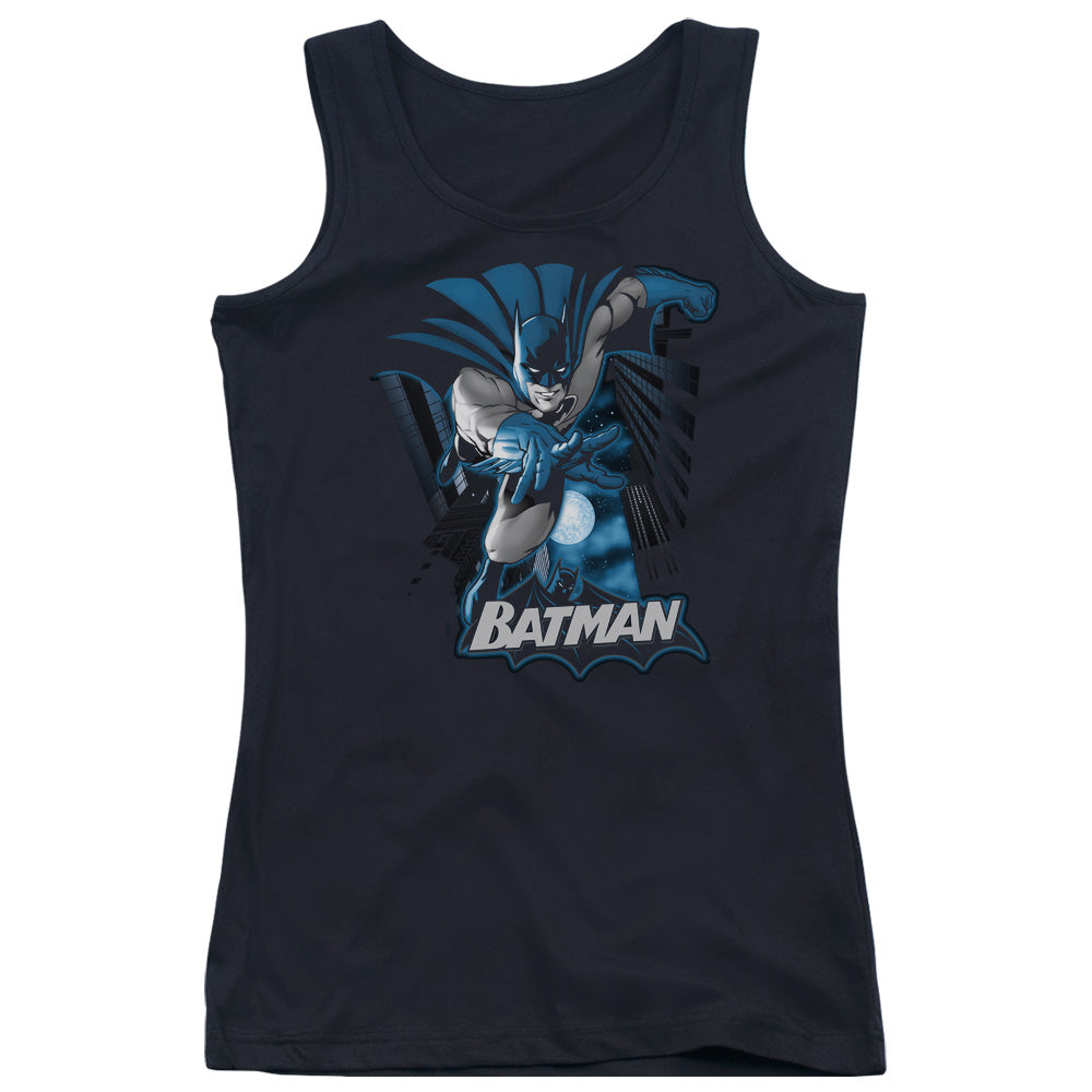 Justice League Batman Blue & Gray Womens Tank Top Shirt Black