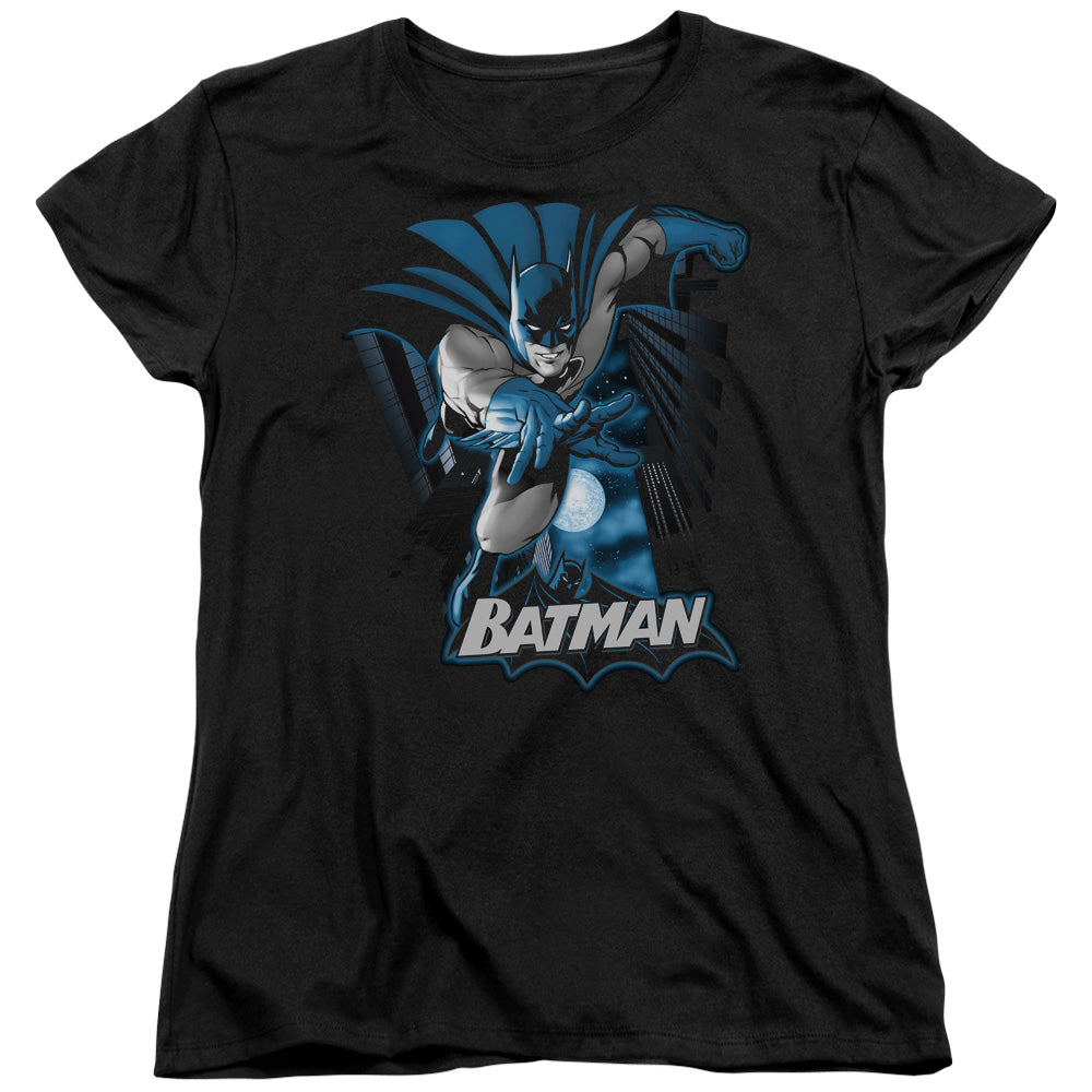 Justice League Batman Blue & Gray Womens T Shirt Black