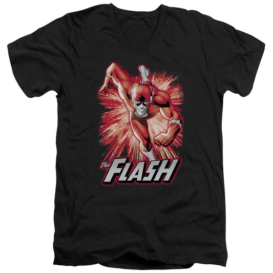 Justice League Flash Red & Gray Mens Slim Fit V-Neck T Shirt Black