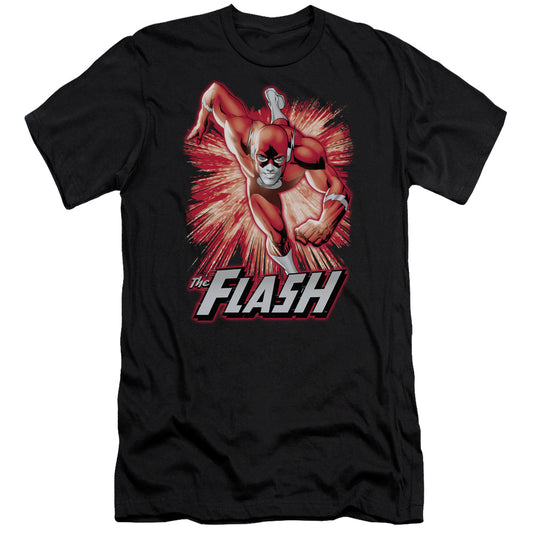 Justice League Flash Red & Gray Premium Bella Canvas Slim Fit Mens T Shirt Black