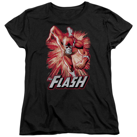 Justice League Flash Red & Gray Womens T Shirt Black