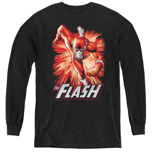 Justice League Flash Red & Gray Long Sleeve Kids Youth T Shirt Black