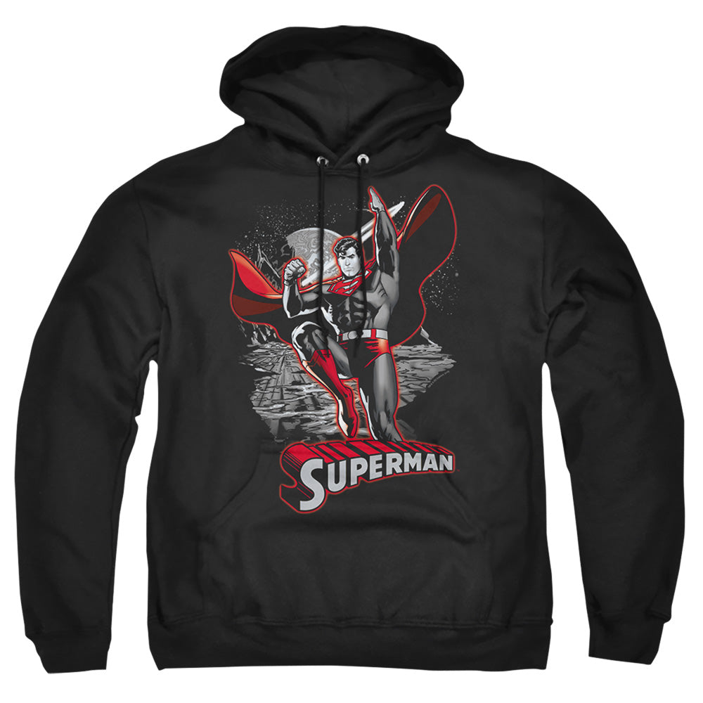 Jla Superman Red &Amp; Gray Mens Hoodie Black