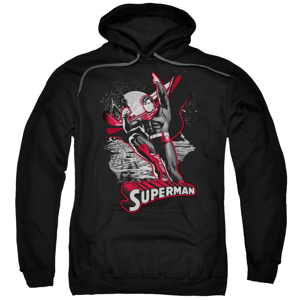 Justice League Superman Red &amp; Gray Mens Hoodie Black