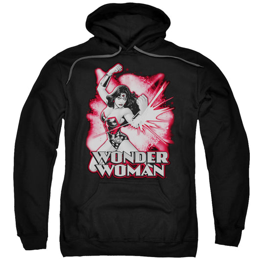 Justice League Wonder Woman Red &amp; Gray Mens Hoodie Black
