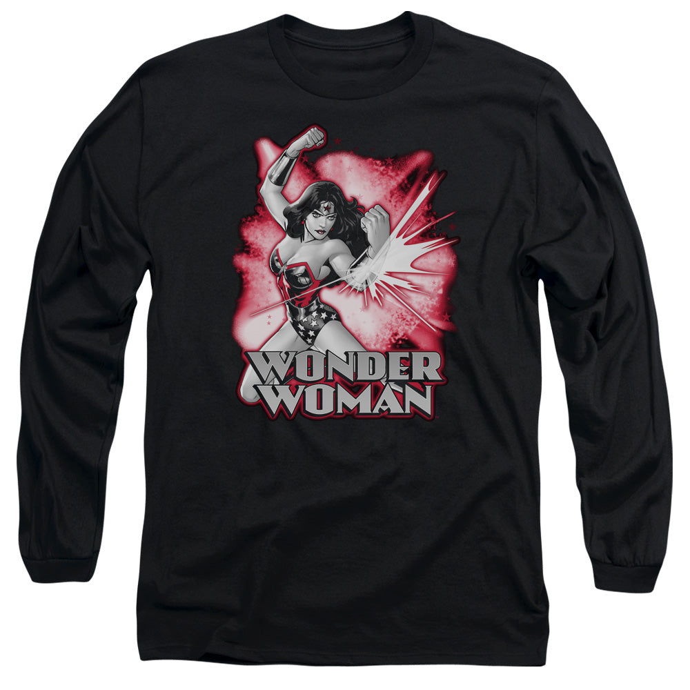 Justice League Wonder Woman Red & Gray Mens Long Sleeve Shirt Black