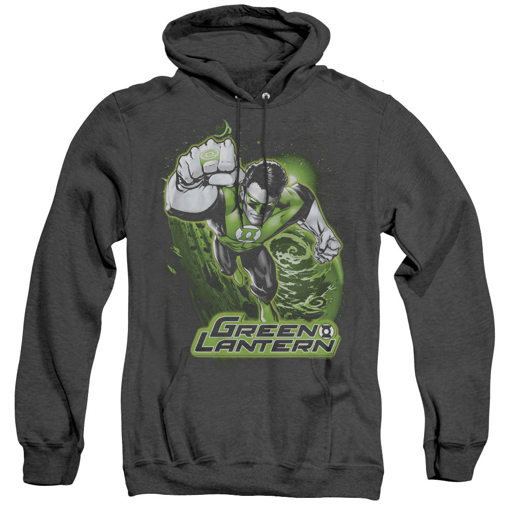 Justice League Green Lantern Green & Gray Heather Mens Hoodie Black