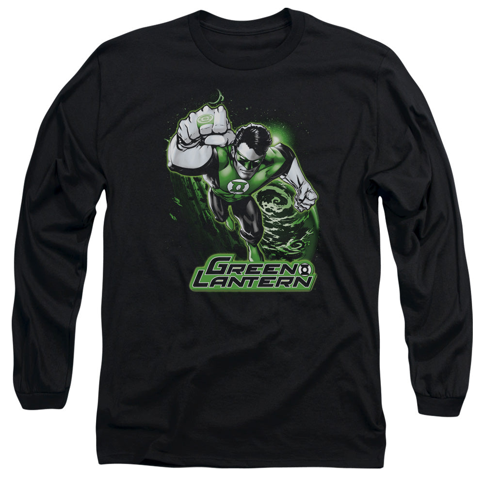 Justice League Green Lantern Green & Gray Mens Long Sleeve Shirt Black